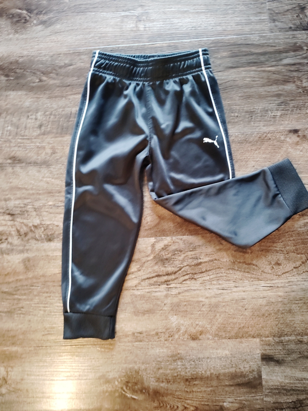 Puma Kids Black Joggers with White Piping